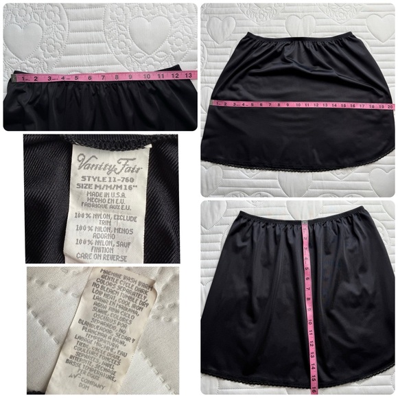 Vintage Vanity Fair Black Mini Nylon Half Slip Skirt Medium - Picture 9 of 9